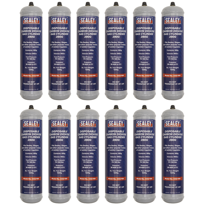 Disposable Carbon Dioxide Gas Cylinder 390g - Box of 12 | CO2/100/12
