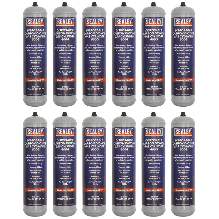Disposable Carbon Dioxide Gas Cylinder 600g - Box of 12 | CO2/101/12