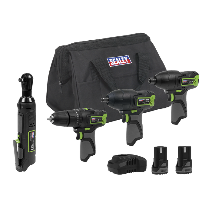 4 x SV10.8 Series Cordless Power Tool Kit 10.8V - 2 Batteries & Euro Plug | CP108VCOMBO2EU