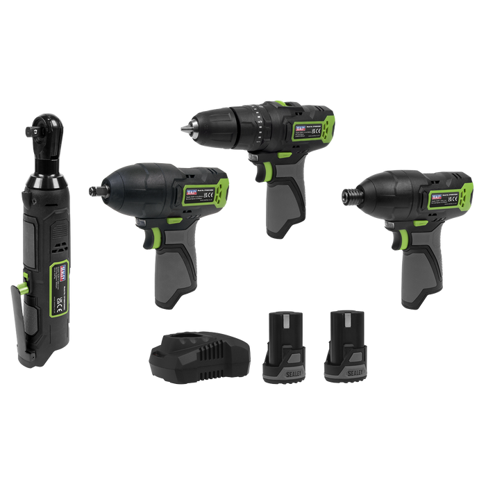 4 x SV10.8 Series Cordless Power Tool Kit 10.8V - 2 Batteries & Euro Plug | CP108VCOMBO2EU