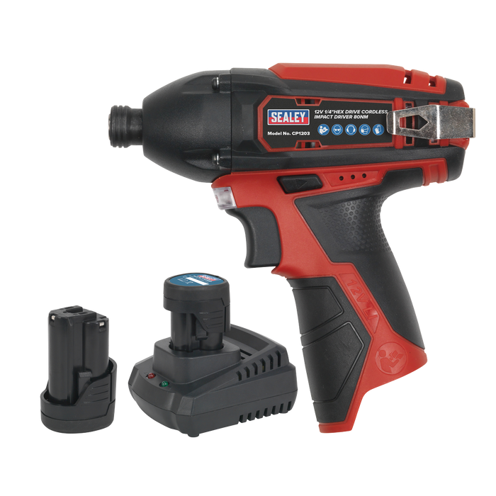 SV12 Series 1/4"Hex Drive Cordless Impact Driver Kit 12V 2Ah - 2 Batteries | CP1203KIT