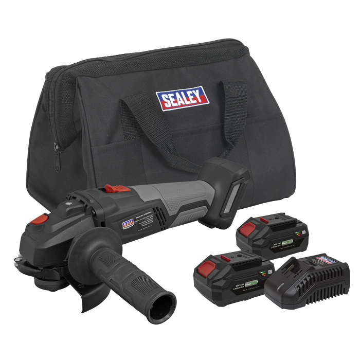 Premier SV20 Series 115mm Brushless Cordless Angle Grinder Kit 20V 4Ah - 2 Batteries | CP20VAGXKIT