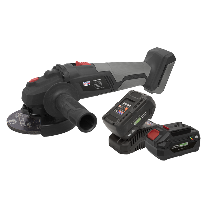 Premier SV20 Series 115mm Brushless Cordless Angle Grinder Kit 20V 4Ah - 2 Batteries | CP20VAGXKIT