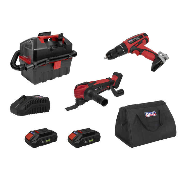 3 x SV20 Series Cordless Power Tool Vac Kit 20V Euro Plug - 2 Batteries | CP20VCOMBO5EU