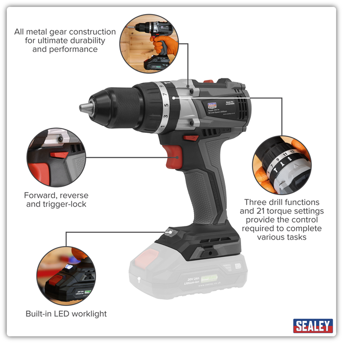 Premier SV20 Series 13mm Brushless Cordless Combi Drill 20V - Body Only | CP20VDDX
