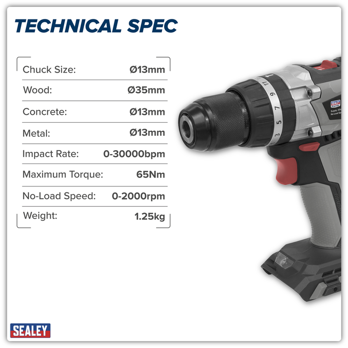 Premier SV20 Series 13mm Brushless Cordless Combi Drill 20V - Body Only | CP20VDDX