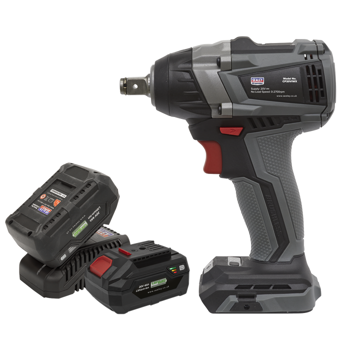 Premier SV20 Series 1/2"Sq Drive Brushless Cordless Impact Wrench Kit 20V 4Ah - 2 Batteries | CP20VIWXKIT