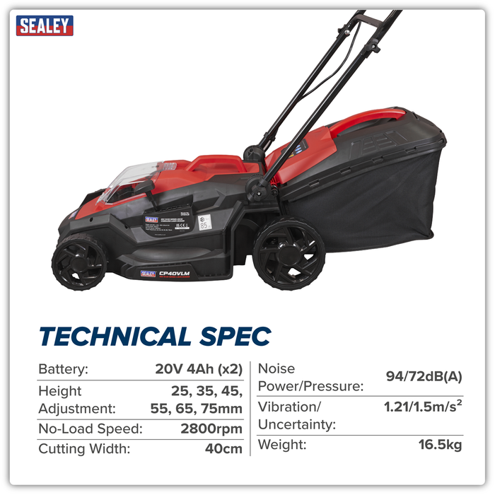 Cordless Lawn Mower Kit 40V 4Ah SV20 Series 40cm | CP40VLMKIT