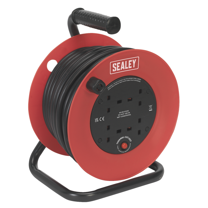 25m Heavy-Duty Cable Reel with Thermal Trip 4 x 230V | CR22525