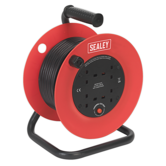 25m Heavy-Duty Cable Reel with Thermal Trip 4 x 230V | CR25/1.5
