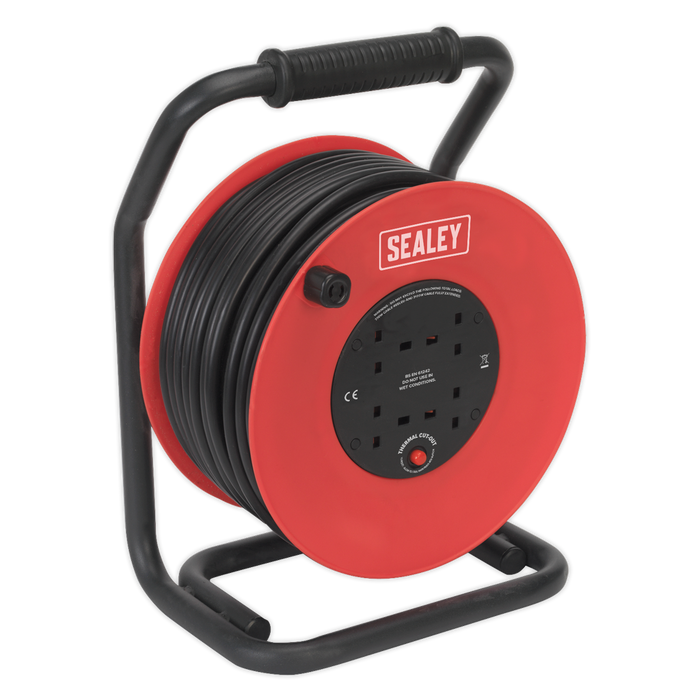 50m Heavy-Duty Cable Reel with Thermal Trip 4 x 230V | CR25025