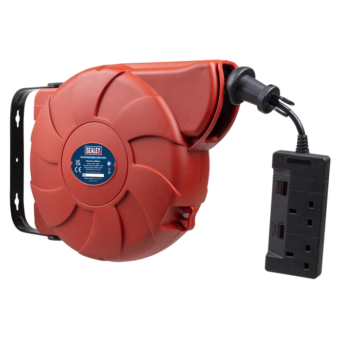 Cable Reel System Retractable 10m 2 x 230V Socket | CRM10