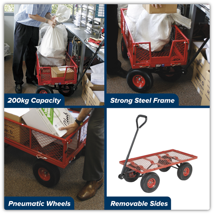 Platform Truck with Removable Sides & Pneumatic Tyres 200kg Capacity | CST997