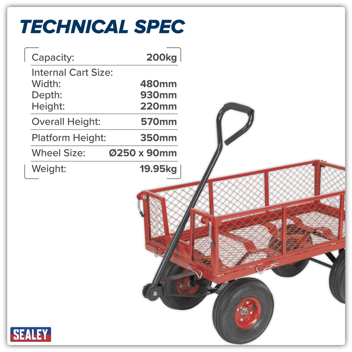 Platform Truck with Removable Sides & Pneumatic Tyres 200kg Capacity | CST997
