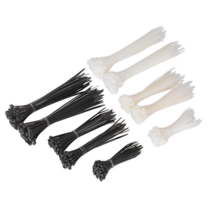 Cable Tie Assortment, Black/White - Pack of 600 | CT600BW