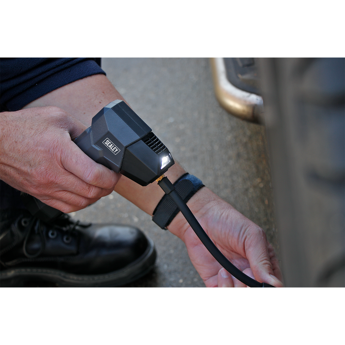 Compact Rechargeable Tyre Inflator & Power Bank with Worklight | CTI120
