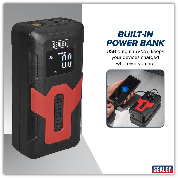 Rechargeable Tyre Inflator & Power Bank with Worklight 12V | CTI140