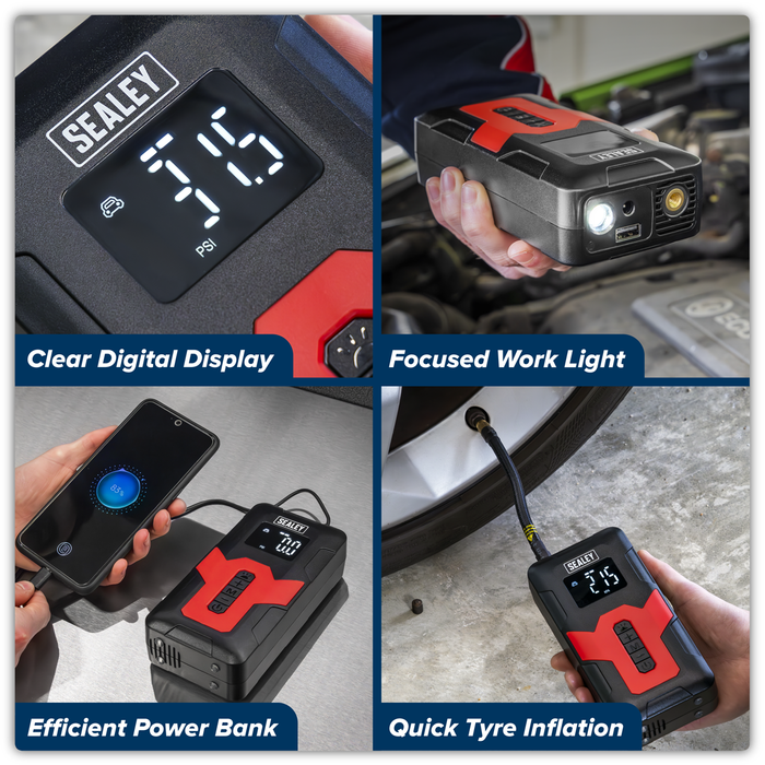 Rechargeable Tyre Inflator & Power Bank with Worklight 12V | CTI140