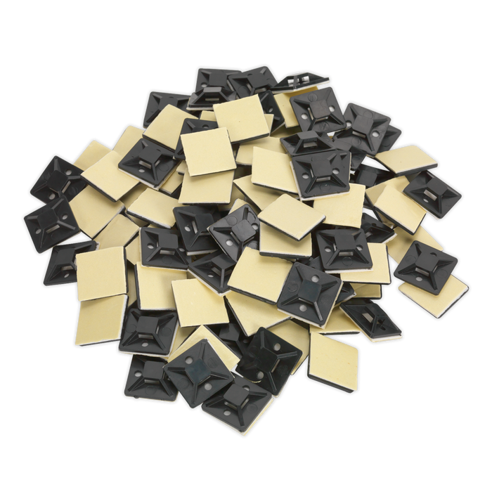 Self-Adhesive Cable Tie Mount 25 x 25mm, Black - Pack of 100 | CTM2525B