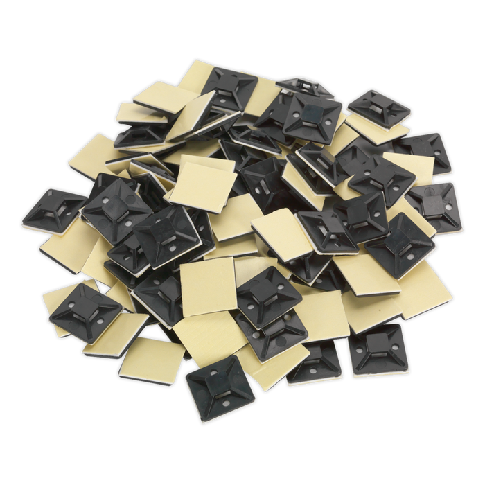 Self-Adhesive Cable Tie Mount 30 x 30mm, Black - Pack of 100 | CTM3030B