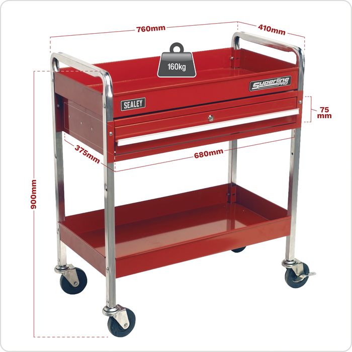 Superline PRO® Heavy-Duty Trolley with Lockable Drawer 2-Level | CX101D