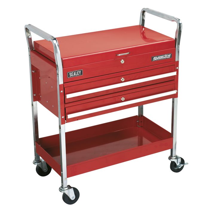 Superline PRO® Heavy-Duty Trolley with Lockable Top & 2 Drawers 2-Level | CX1042D