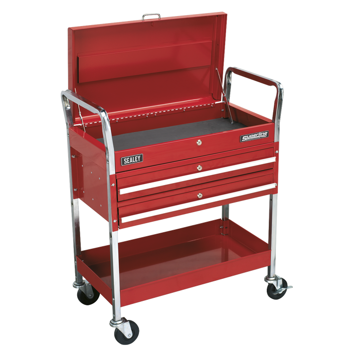 Superline PRO® Heavy-Duty Trolley with Lockable Top & 2 Drawers 2-Level | CX1042D