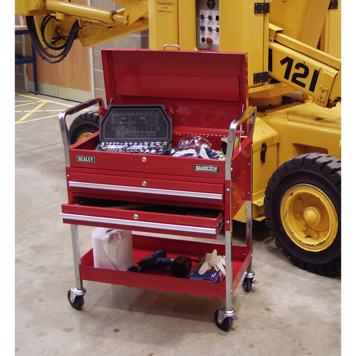 Superline PRO® Heavy-Duty Trolley with Lockable Top & 2 Drawers 2-Level | CX1042D