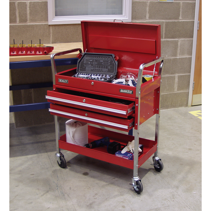 Superline PRO® Heavy-Duty Trolley with Lockable Top & 2 Drawers 2-Level | CX1042D