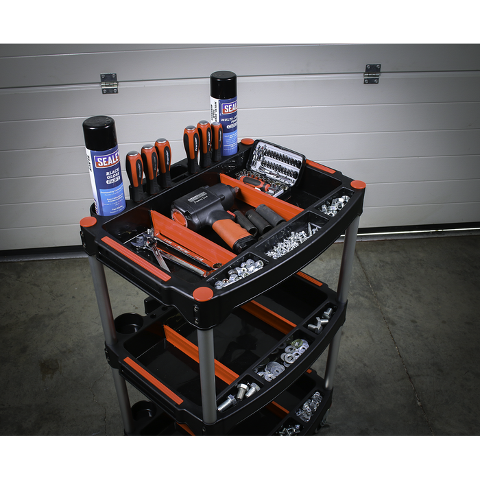 Composite Workshop Trolley with Parts Storage 3-Level | CX313