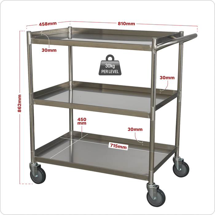 Premier™ Stainless Steel Workshop Trolley 3-Level | CX410SS