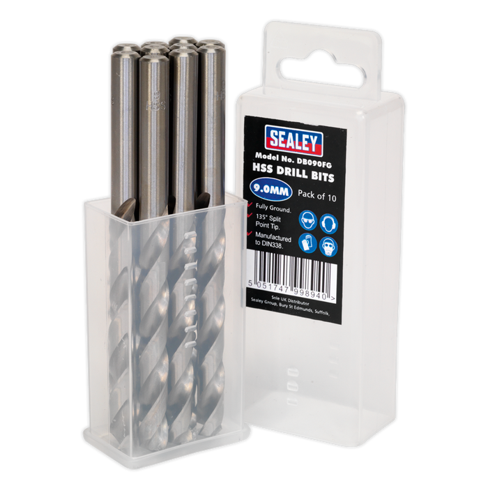HSS Fully Ground Drill Bit 9mm - Pack of 10 | DB090FG