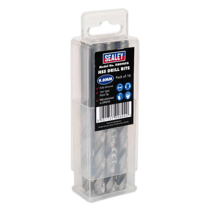 HSS Fully Ground Drill Bit 9mm - Pack of 10 | DB090FG