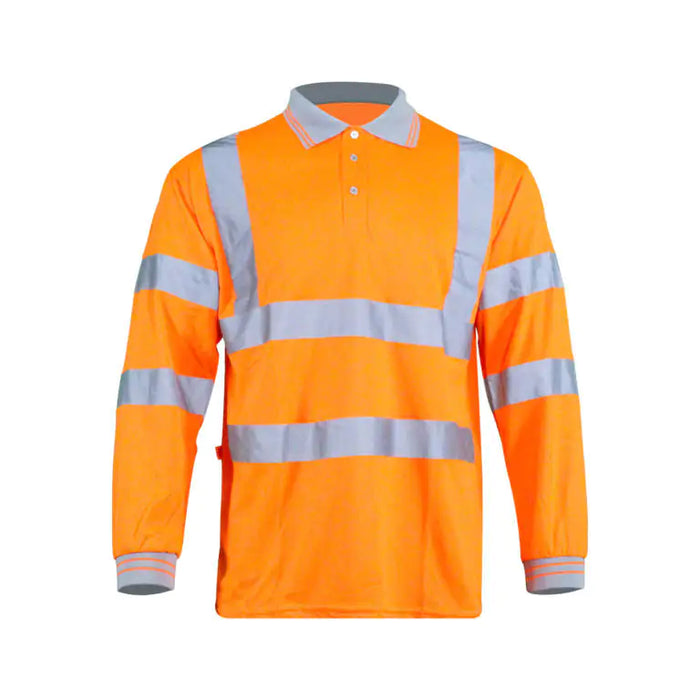 Warrior Orange Hi-Vis Long Sleeved Polo Shirt | HV34