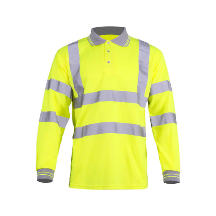 Warrior Yellow Hi-Vis Long Sleeved Polo Shirt | HV34