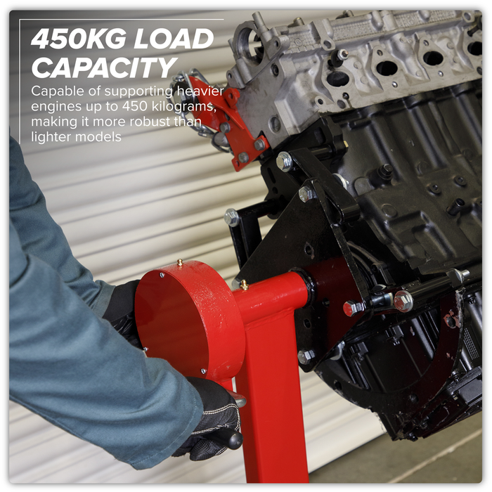 Folding 360º Rotating Engine Stand with Geared Handle Drive 450kg Capacity | ES480D