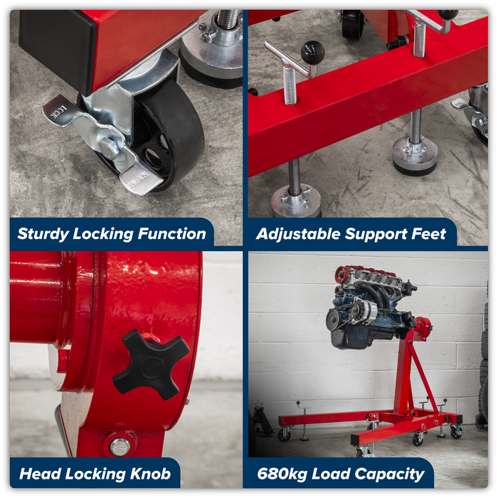 Folding 360º Rotating Engine Stand with Geared Handle Drive 680kg Capacity | ES680D