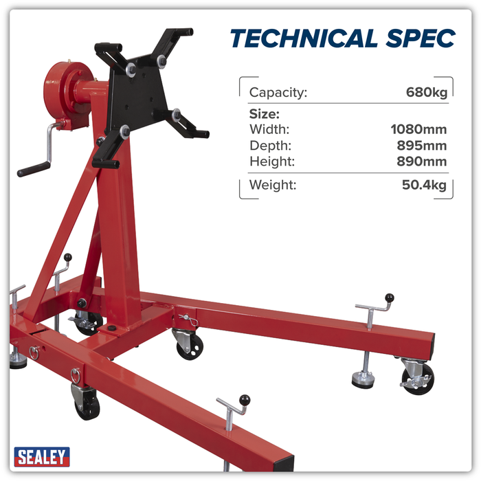 Folding 360º Rotating Engine Stand with Geared Handle Drive 680kg Capacity | ES680D
