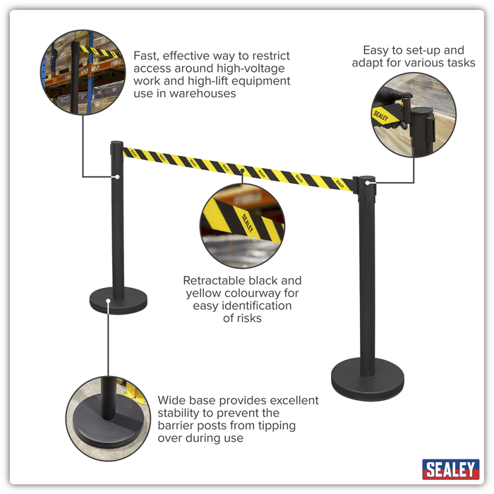 Retractable Safety Belt Barrier Post - Set of 2 | EV23