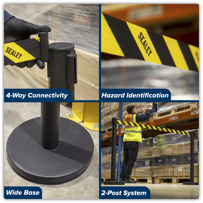 Retractable Safety Belt Barrier Post - Set of 2 | EV23