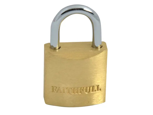 Faithfull Tools Brass Padlock 20mm With 3 Keys | FAIPLB20