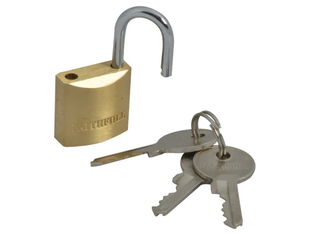 Faithfull Tools Brass Padlock 20mm With 3 Keys | FAIPLB20