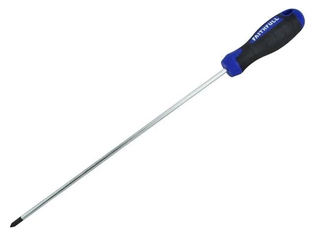 Soft Grip Screwdriver Pozidrive Tip PZ2 x 250mm Long Reach | Faithfull Tools