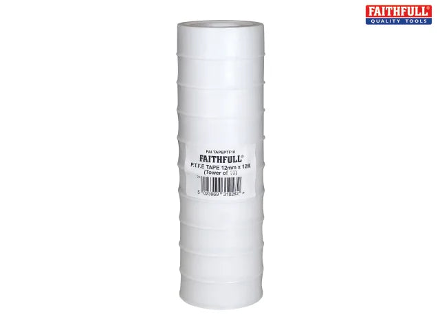 Faithfull Tools PTFE Tape 12mm x 12 Metre (Pack of 10) | FAITAPEPTF10