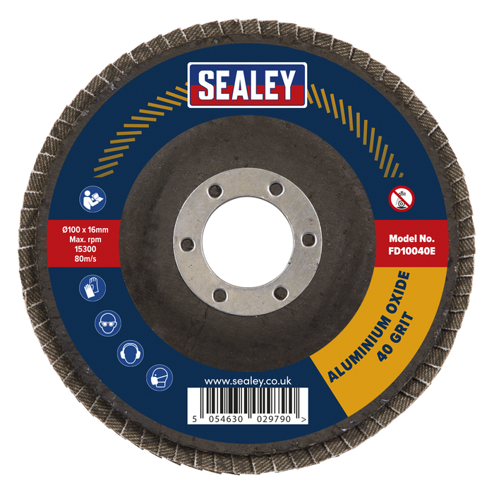 100mm Aluminium Oxide Flap Disc 40Grit 16mm Bore | FD10040E