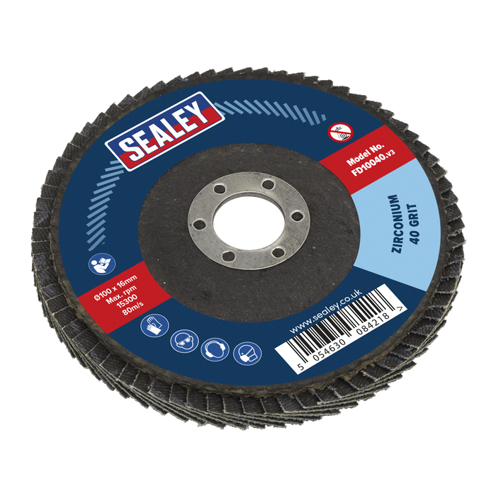 100mm Zirconium Flap Disc 40Grit 16mm Bore | FD10040