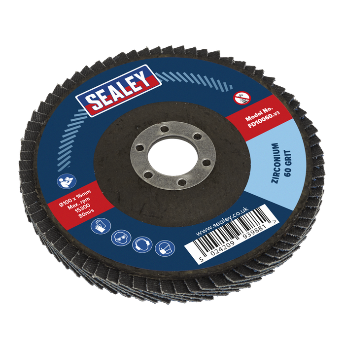 100mm Zirconium Flap Disc 60Grit 16mm Bore | FD10060