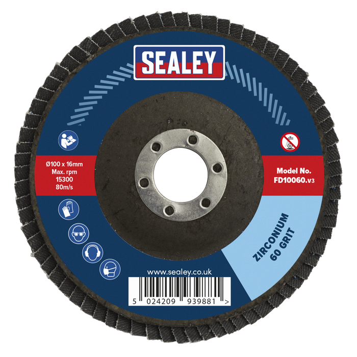 100mm Zirconium Flap Disc 60Grit 16mm Bore | FD10060