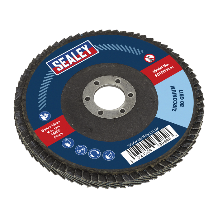 100mm Zirconium Flap Disc 80Grit 16mm Bore | FD10080