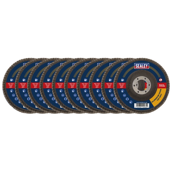 115mm Aluminium Oxide Flap Discs 120Grit 22mm Bore - Pack of 10 | FD115120E10